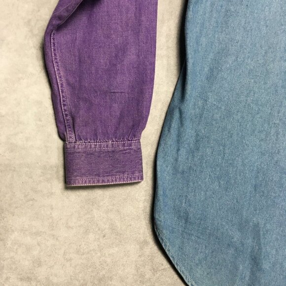 Vintage Nuovo County Seat Chambray Shirt size Medium Long Sleeve Purple Button - Picture 12 of 14